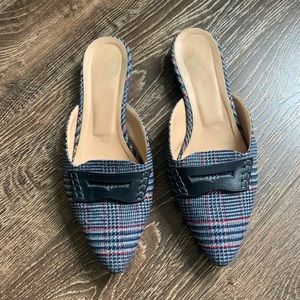 Tweed loafer mules